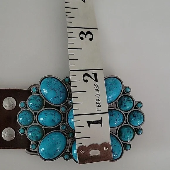 American Eagle Outfitters AEO Turquoise And Brown Leather Belt Sz Xl - Picture 11 of 11